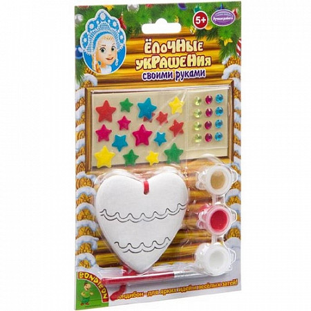 На картинке изображен Набор Для Творчества Bondibon Новогодние Украшения Сердечко ВВ3734 Набор Для Творчества Bondibon Новогодние Украшения Сердечко ВВ3734