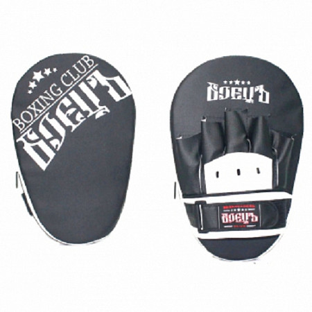 На картинке изображен Лапы боксерские прямые БОЕЦЪ 211 black/white Лапы боксерские прямые БОЕЦЪ 211 black/white