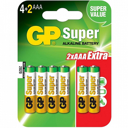 Батарейки Super GP Super (4+2) LR03/24A 6BP