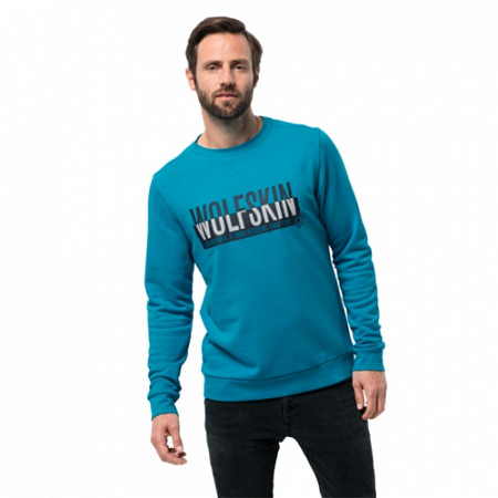 Пуловер мужский Jack Wolfskin Slogan Sweatshirt M blue reef