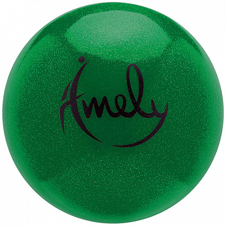 Мяч для художественной гимнастики с насыщенными блестками Amely AGB-203 15 см green