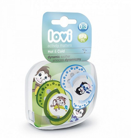 Пустышка силиконовая LOVI Hot&Cold симметричной формы, динамическая, 0-3 мес., 2 шт. (22/816)