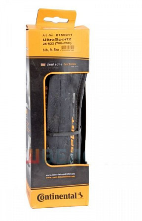 На картинке изображен Велопокрышка Continental Ultra Sport 2 700 x 25C Борт-кевлар Black 150011 Велопокрышка Continental Ultra Sport 2 700 x 25C Борт-кевлар Black 150011