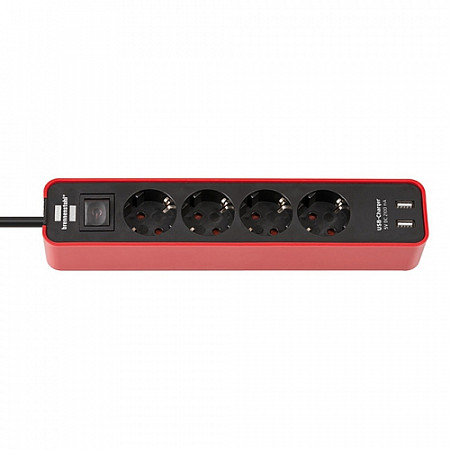 Удлинитель Brennenstuhl Eco-Line 1.5м 4 розетки 2 USB black/red 1153240076