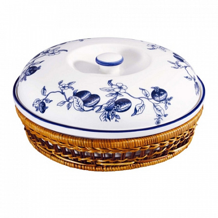 Блюдо Bekker в плетеной корзине с крышкой 26 см BK-7006 blue