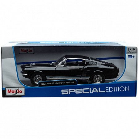Машинка Maisto 1:18 1967 Ford Mustang Fastback  (31166) black