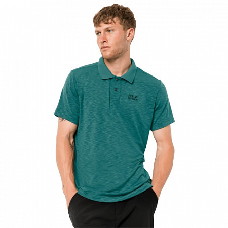 Рубашка поло мужская Jack Wolfskin Travel Polo Men emerald green