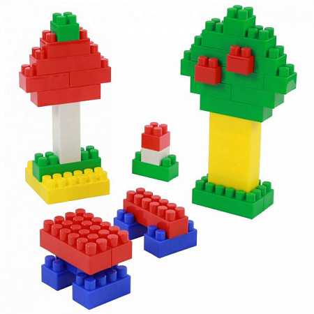 На картинке изображен Конструктор Полесье Строитель 60 элементов в контейнере 50465 Конструктор Полесье Строитель 60 элементов в контейнере 50465