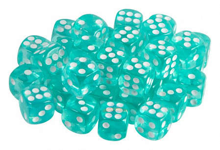 Набор кубиков D6 Stuff-Pro 12 мм 36 шт SPD20 Turquoise/Transparent SPD20