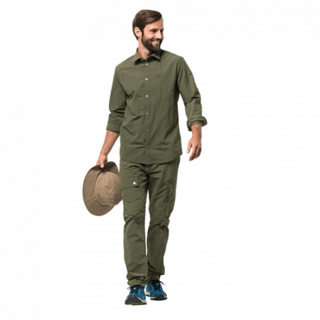Рубашка мужская Jack Wolfskin Lakeside Roll-Up Shirt M woodland green