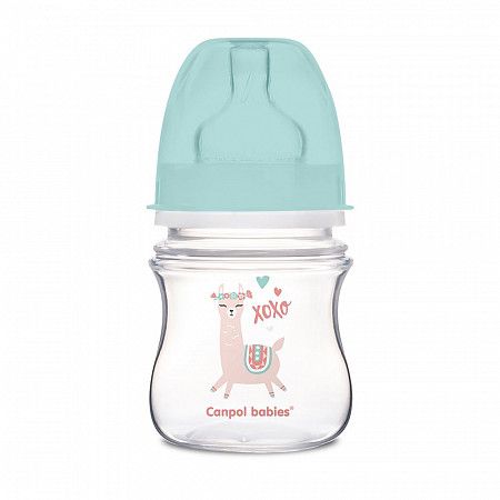 Антиколиковая бутылочка для кормления Canpol babies Easystart EXOTIC ANIMALS с широким горлышком 120 мл., 0+ мес. (35/220_gre) turquoise