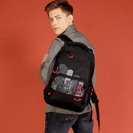 Рюкзак школьный GRIZZLY RU-130-4 /1 black/red