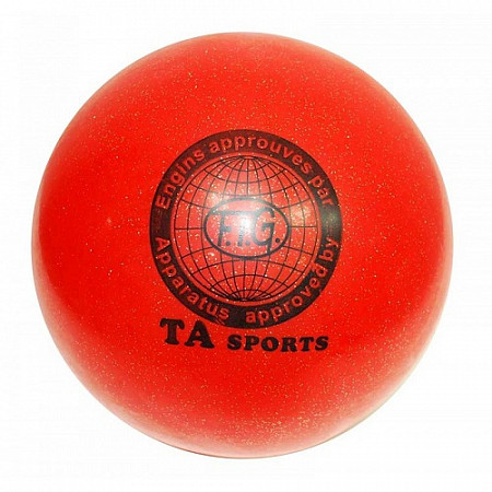 Мяч для художественной гимнастики с глитером 15 см red