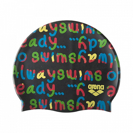 Шапочка для плавания Arena Print Jr 94171 510 log/black