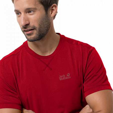Футболка мужская Jack Wolfskin Crosstrail T Men ruby red