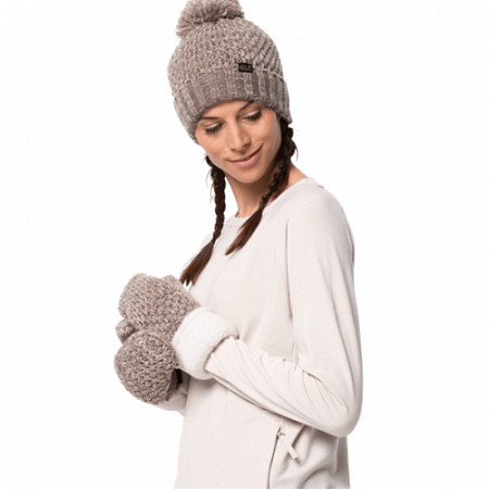 На картинке изображен Варежки женские Jack Wolfskin Highloft Knit Mitten Women clay Варежки женские Jack Wolfskin Highloft Knit Mitten Women clay