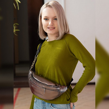 Поясная сумка женская Ors Oro OPS-0158 silver