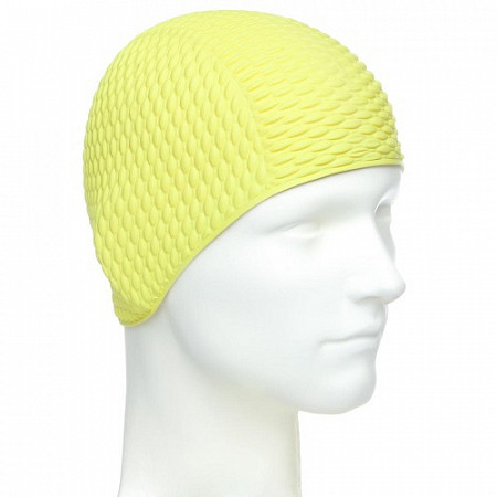 На картинке изображен Шапочка для бассейна (плавания) женская Mad Wave Bubble yellow Шапочка для бассейна (плавания) женская Mad Wave Bubble yellow