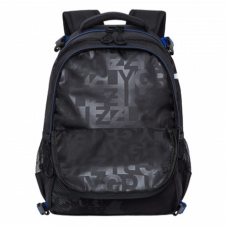 На картинке изображен Рюкзак школьный GRIZZLY RB-056-1 /4 black/blue/grey Рюкзак школьный GRIZZLY RB-056-1 /4 black/blue/grey