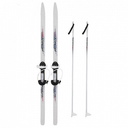 Лыжи подростковые Тяни-Толкай Ski Race с палками (130/100) white