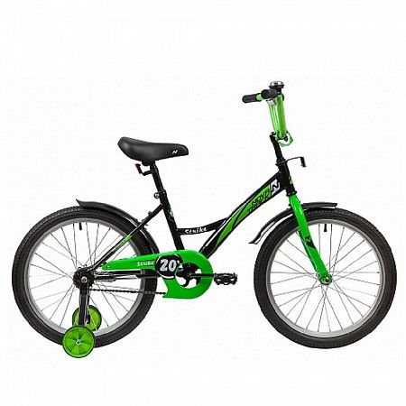 На картинке изображен Велосипед Novatrack Strike 20” black/green Велосипед Novatrack Strike 20” black/green