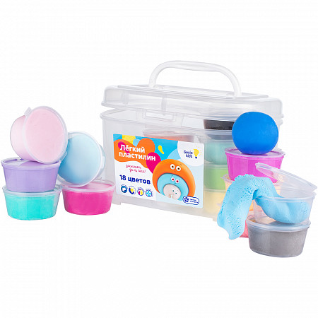 На картинке изображен Набор для лепки Genio Kids Легкий пластилин 18 цветов TA1724 Набор для лепки Genio Kids Легкий пластилин 18 цветов TA1724
