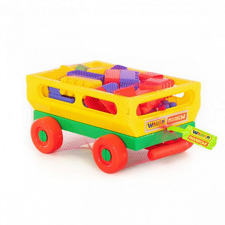 Игровой набор Полесье Тележка с ручкой №2 и Конструктор Беби 34 элемента 46871