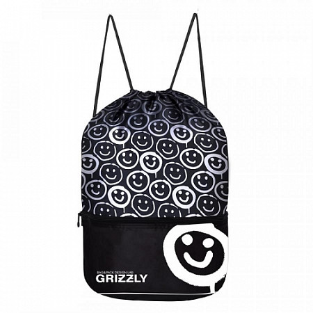 На картинке изображен Мешок для обуви GRIZZLY OM-12-4 /1 black/white Мешок для обуви GRIZZLY OM-12-4 /1 black/white