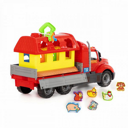 Набор Полесье Автомобиль бортовой с домиком для зверей 55521