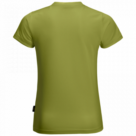 На картинке изображен Футболка детская Jack Wolfskin Jungle T Kids green tea Футболка детская Jack Wolfskin Jungle T Kids green tea