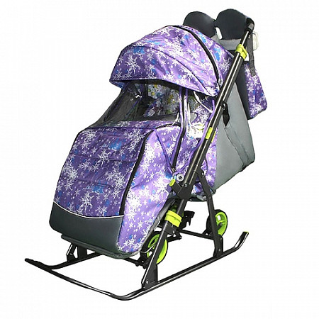 Санки-коляска Snow Galaxy Kids-3-1 Ёлки на больших колесах purple
