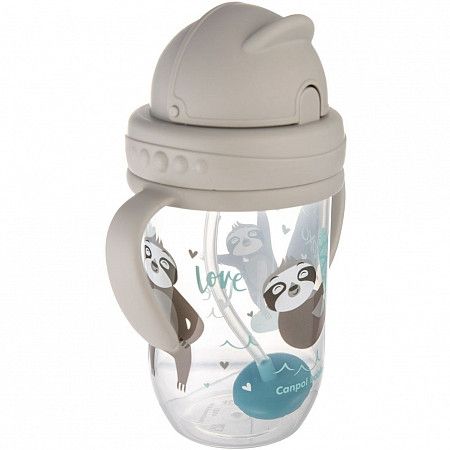 Поильник непроливающий Canpol babies Exotic Animals с трубочкой и утяжелителем 270 мл 6+ (56/606_grey) grey