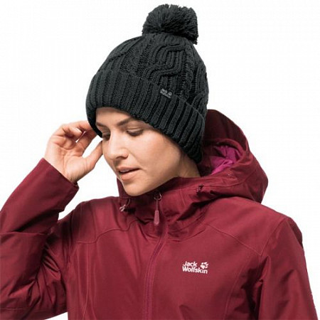 Шапка Jack Wolfskin Stormlock Pompom Beanie greenish grey