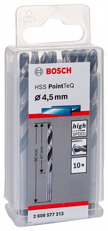 Сверло по металлу Bosch PointTeQ д 4,5 мм ц/х ГОСТ 10902-77