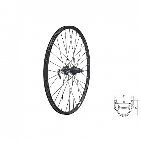 Заднее колесо Kellys Draft DSC 27,5" двойной обод 32Н 8-10 скоростей с эксцентриком black ZKE92779