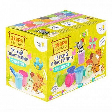 Набор для детской лепки  Dream Makers Зебра в клеточку Лёгкий пластилин 12 цветов TA1701L