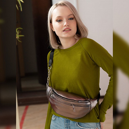 Поясная сумка женская Ors Oro OPS-0158 silver