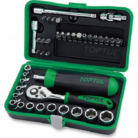 На картинке изображен Набор головок Toptul 1/4 4-14 мм GADW4101 Набор головок Toptul 1/4 4-14 мм GADW4101