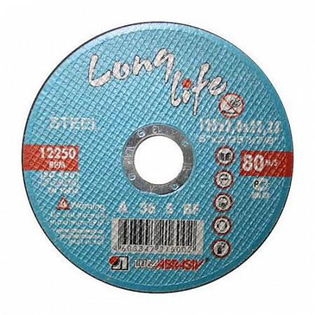 Круг отрезной для металла Lugaabrasiv 18x0,16x2,22 см Long Life 4603347219058