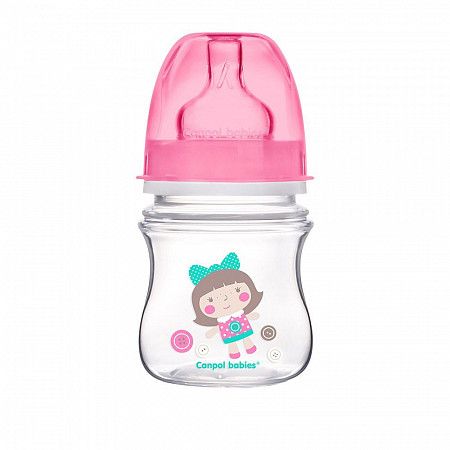 Антиколиковая бутылочка для кормления Canpol babies EasyStart TOYS с широким горлышком 120 мл., 0+ мес. (35/205) pink