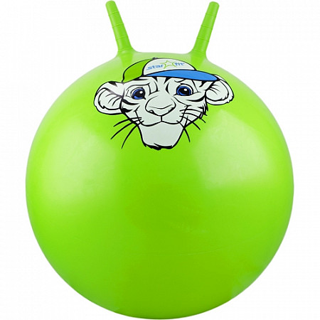 Мяч-попрыгун, для фитнеса (фитбол) Starfit Тигренок с рожками GB-402 55 см green