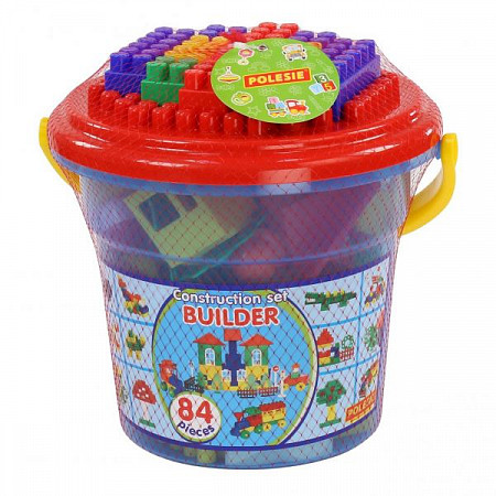 Конструктор Полесье Строитель 84 элемента в ведре Макси 37213