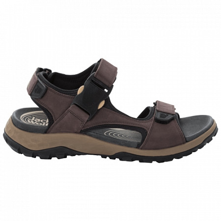 На картинке изображен Сандалии мужские Jack Wolfskin Rocky Path Lt Sandal M dark brown / black Сандалии мужские Jack Wolfskin Rocky Path Lt Sandal M dark brown / black
