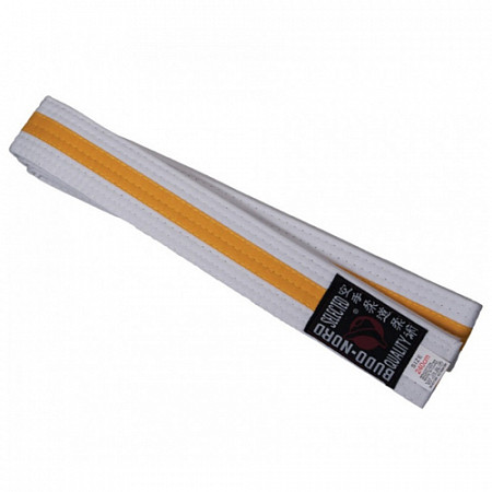 На картинке изображен Пояс Budo-Nord white/yellow Пояс Budo-Nord white/yellow
