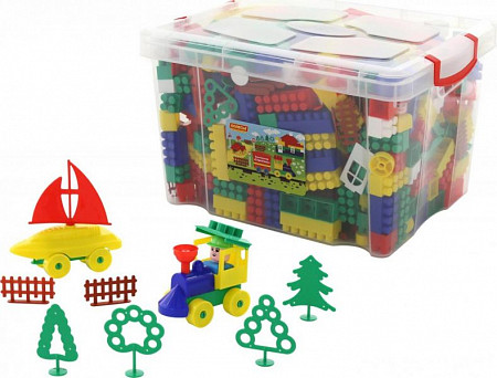 Конструктор Полесье Строитель 407 элементов в контейнере 53640