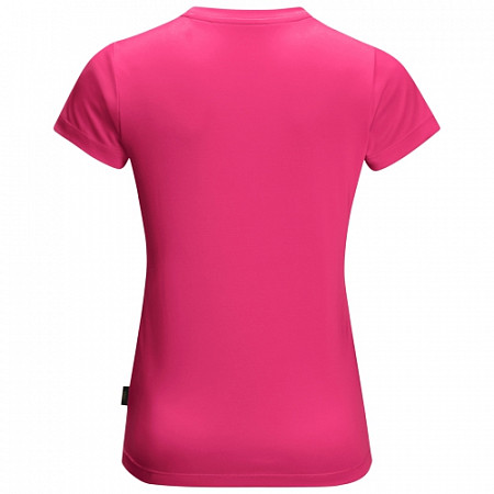 На картинке изображен Футболка детская Jack Wolfskin Wild T Kids pink peony Футболка детская Jack Wolfskin Wild T Kids pink peony