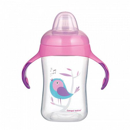 Поильник Canpol babies BIRDS с силиконовым носиком 12м+ 300 мл (56/519) pink