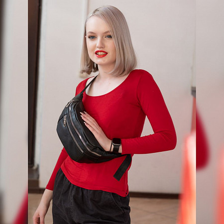 Поясная сумка женская Ors Oro OPS-0157 black