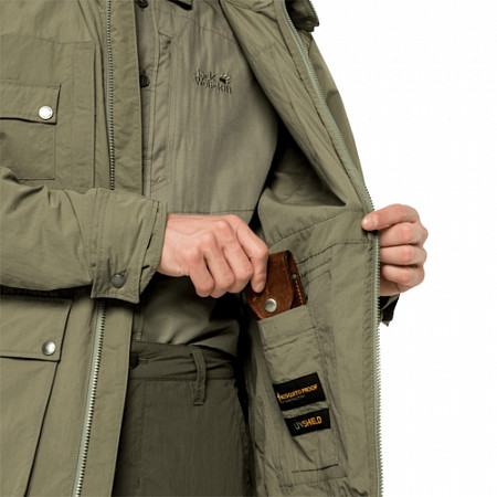 Ветрозащитная летняя куртка мужская Jack Wolfskin Lakeside Safari Jacket M khaki