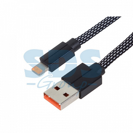 USB кабель Rexant для iPhone 5/6/7/8/X плоский шнур текстиль black 18-1979-1-9